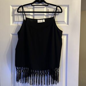 Bisou Bisou Black Fringe Camisole